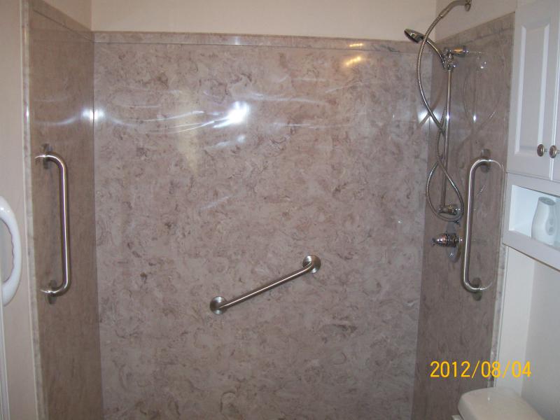 Cultured marble handicap shower